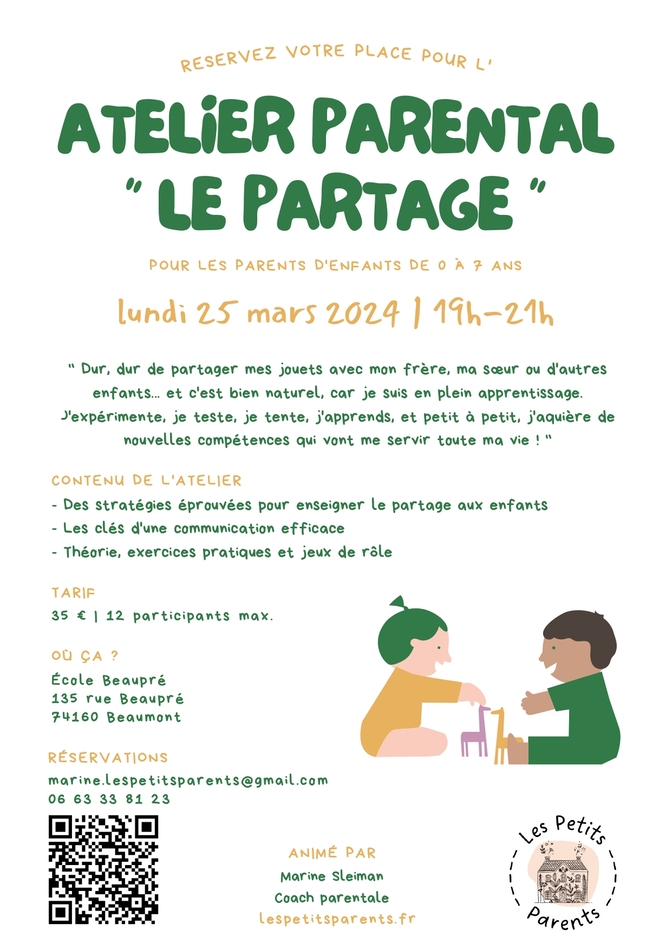 Atelier parental - lundi 25 mars 2024