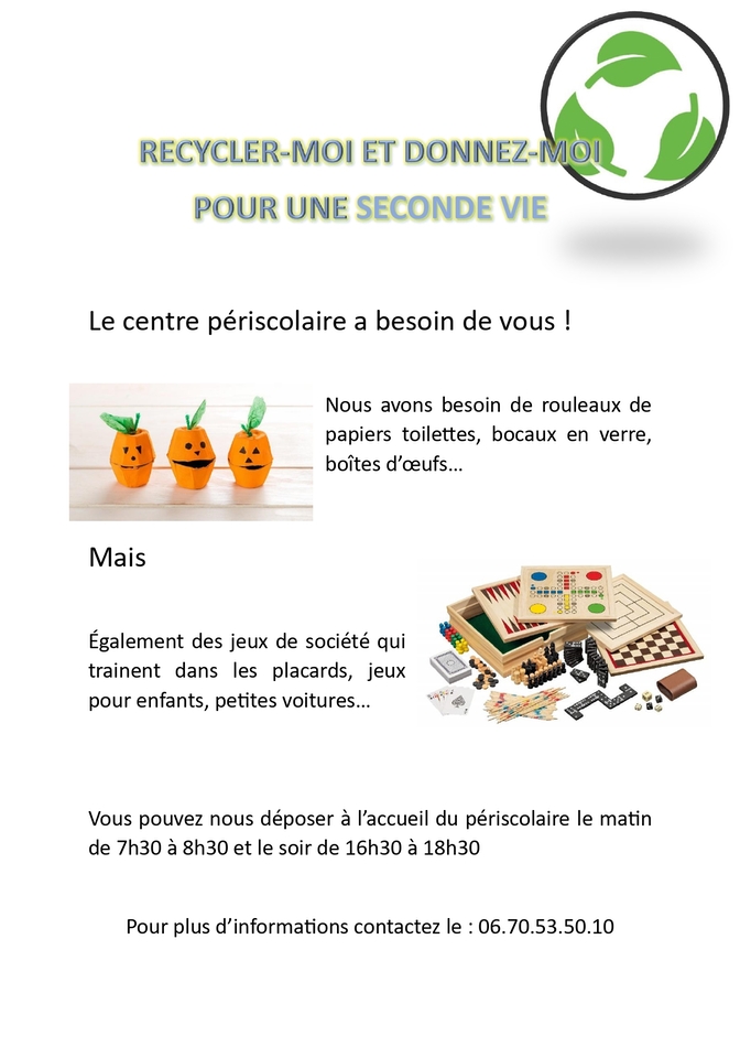 Récupération pour le centre périscolaire
